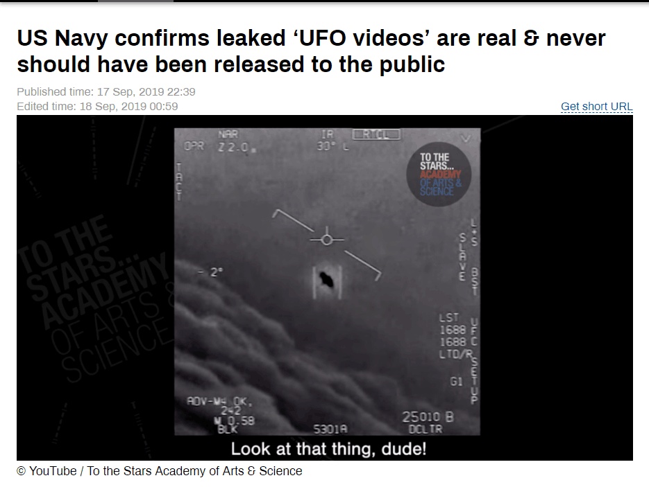 美军回应网传UFO：确由飞机监视器拍摄，人类技术无法达到